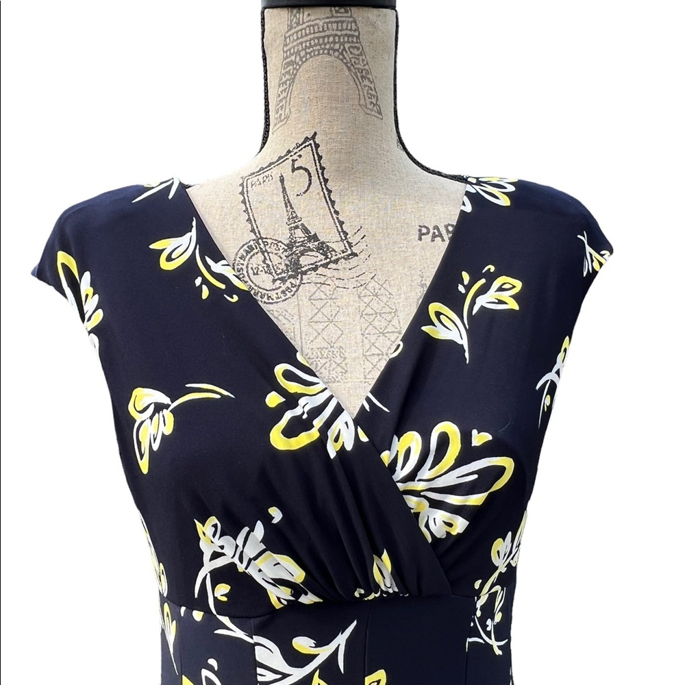 Lauren blue flowered midi dress size 8